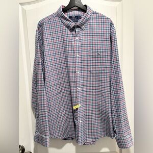 Vineyard Vines Men’s Slim Fit Tucker Shirt Blue Plaid Long sleeve Shirt Size 2XL